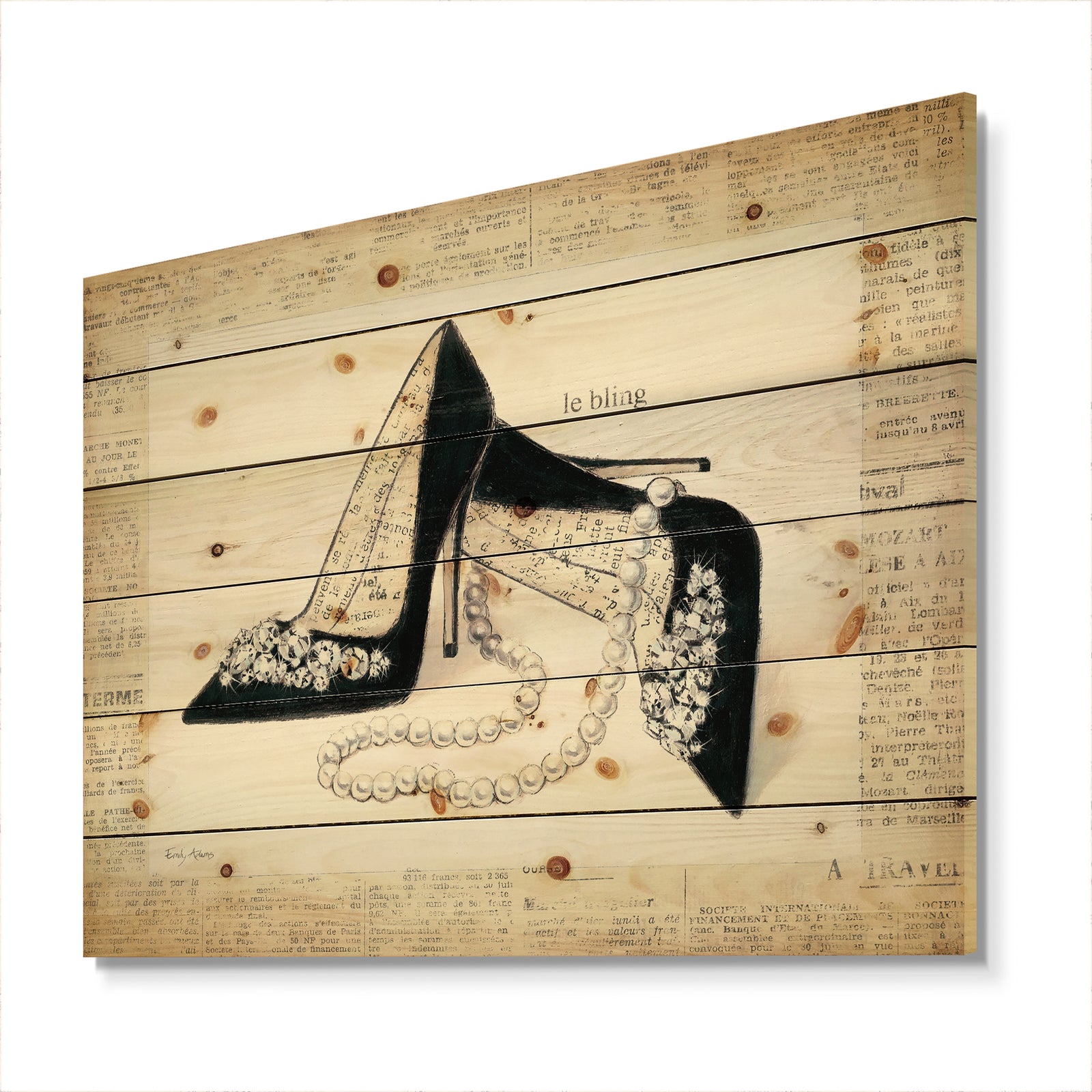 Chic Galm Closet I - Fashion Print on Natural Pine Wood