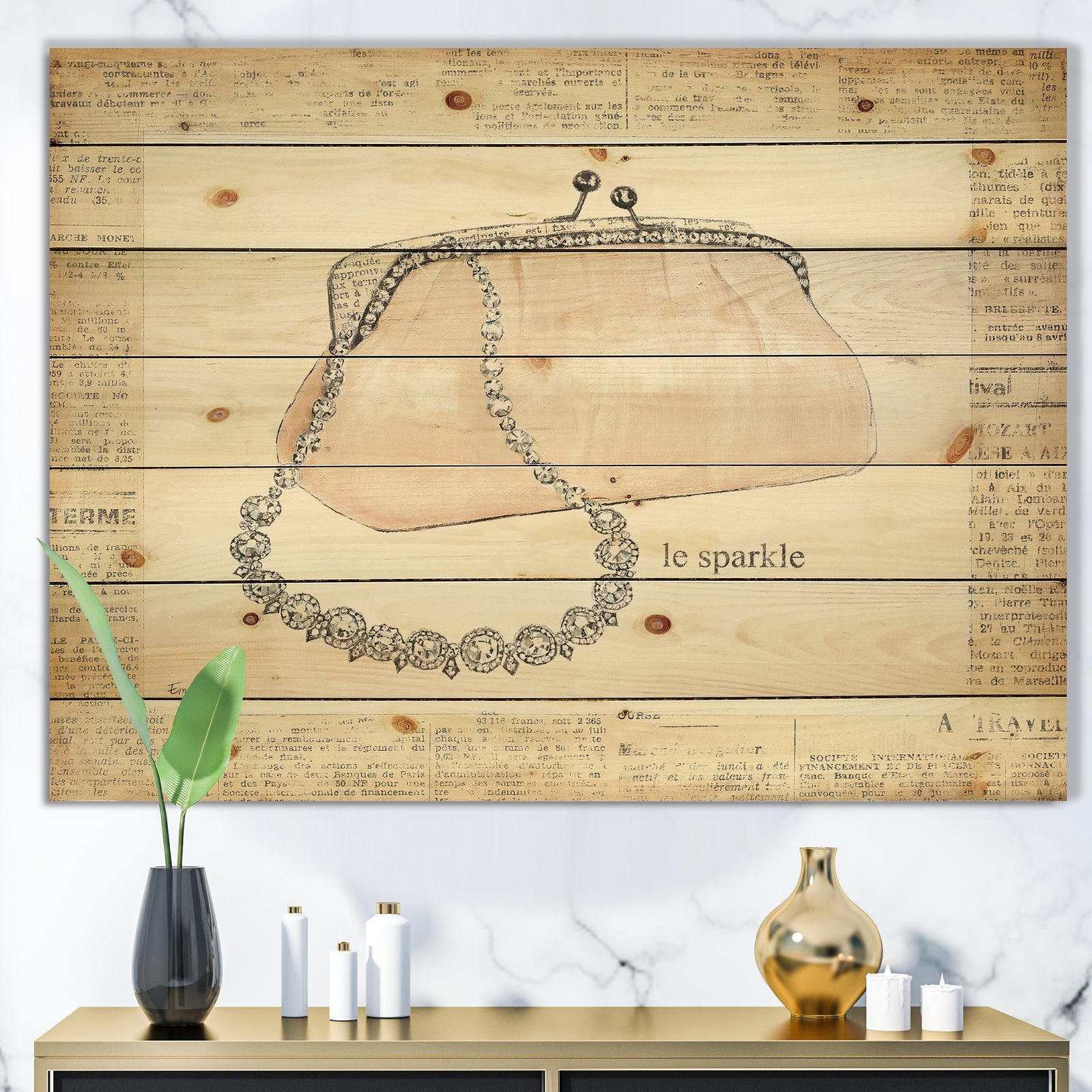Chic Galm Closet II - Fashion Print on Natural Pine Wood
