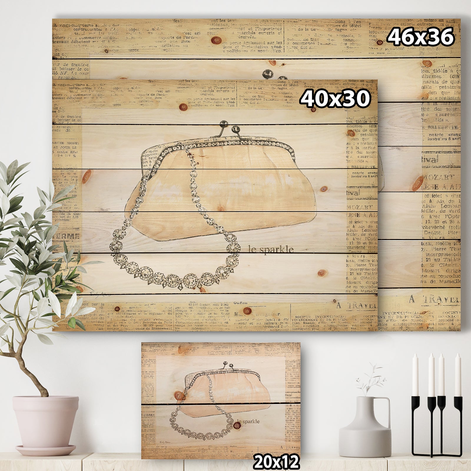 Chic Galm Closet II - Fashion Print on Natural Pine Wood