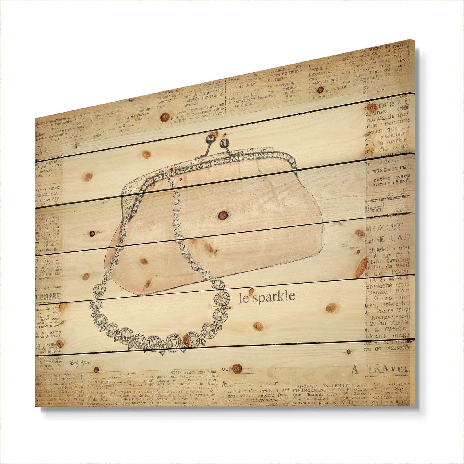 Chic Galm Closet II - Fashion Print on Natural Pine Wood