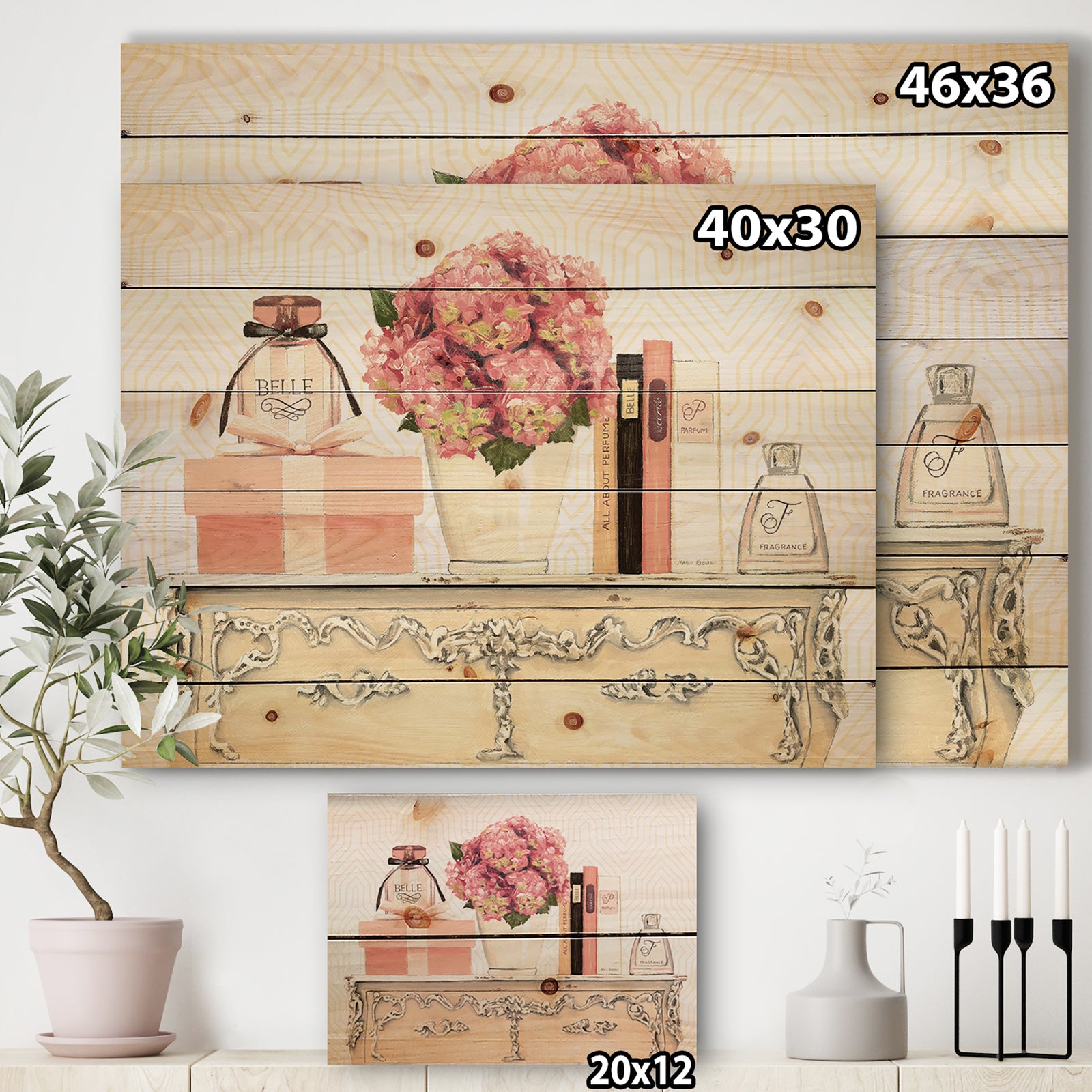 Chic Galm Closet IV - Fashion Print on Natural Pine Wood
