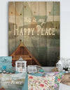 Lake House Happy Quote - Cottage Print on Natural Pine Wood