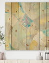 Abstract Compositions of Pastel Blue and Green - Modern & Contemporary Print on Natural Pine Wood