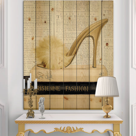 Gold Fashion High Hells II - Posh & Luxe Print on Natural Pine Wood