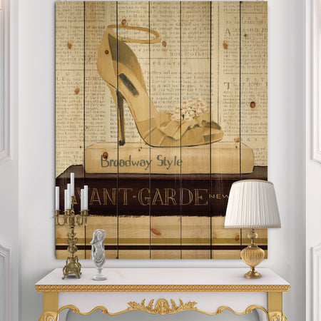Gold Fashion High Hells III - Posh & Luxe Print on Natural Pine Wood