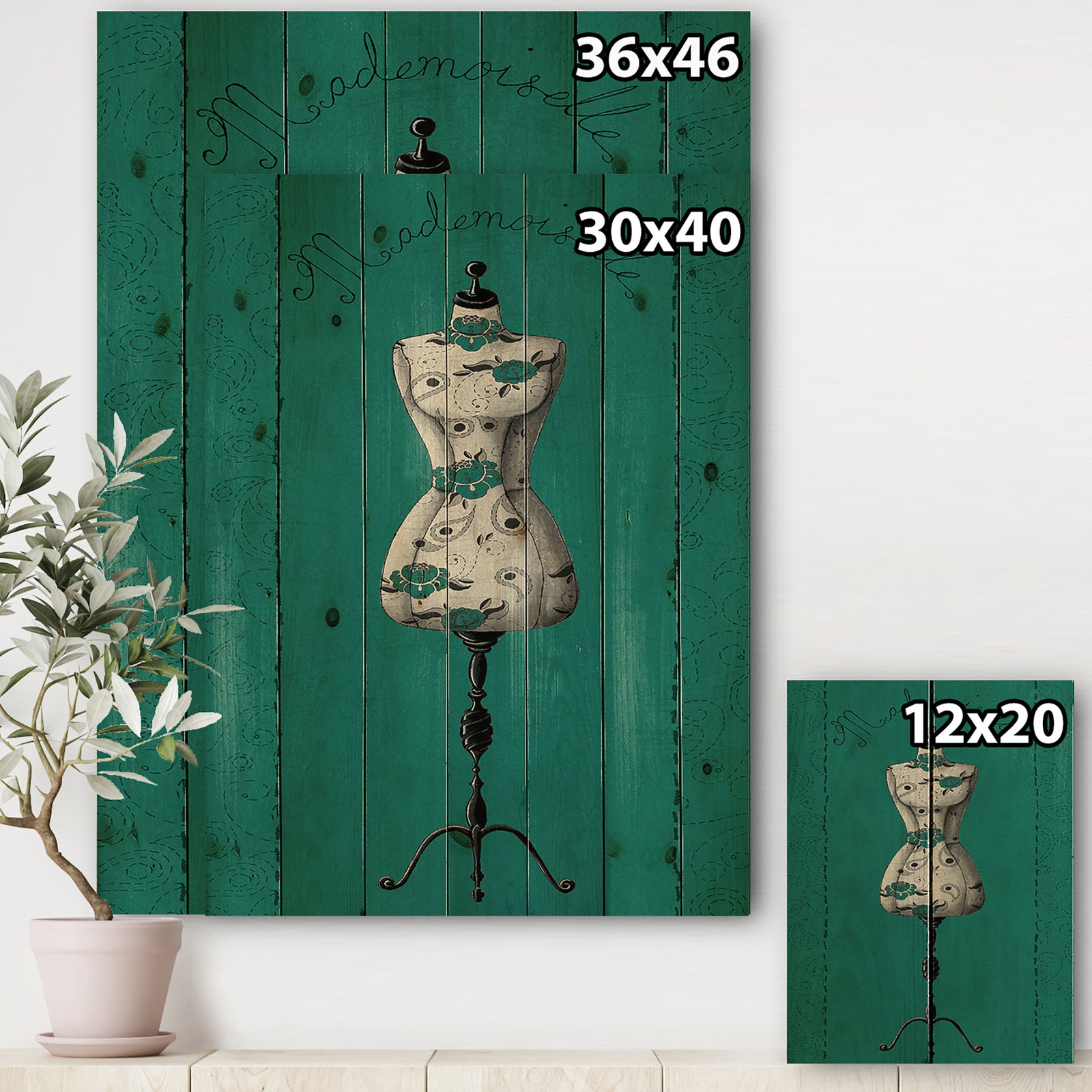French Couture III - Fashion Print on Natural Pine Wood
