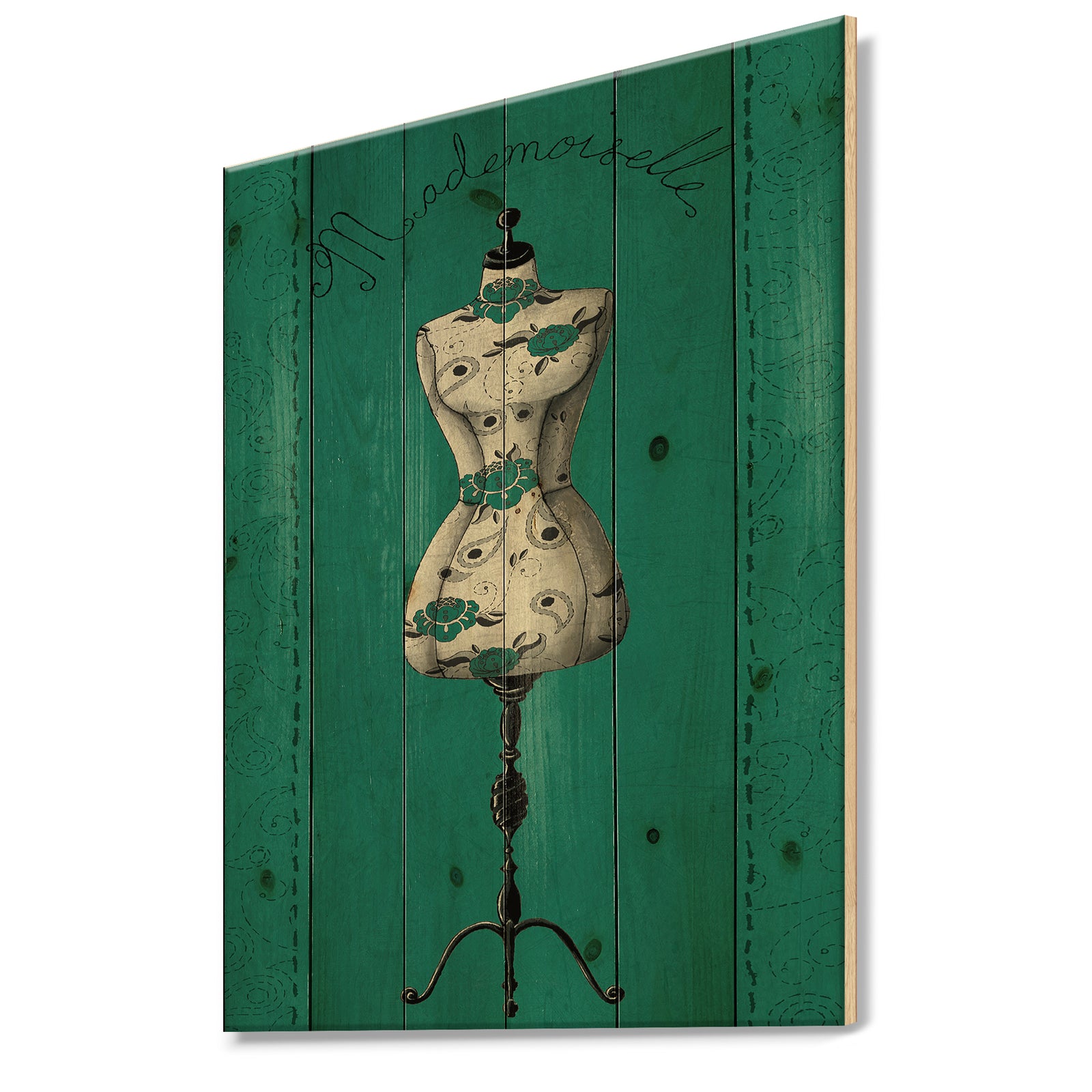 French Couture III - Fashion Print on Natural Pine Wood