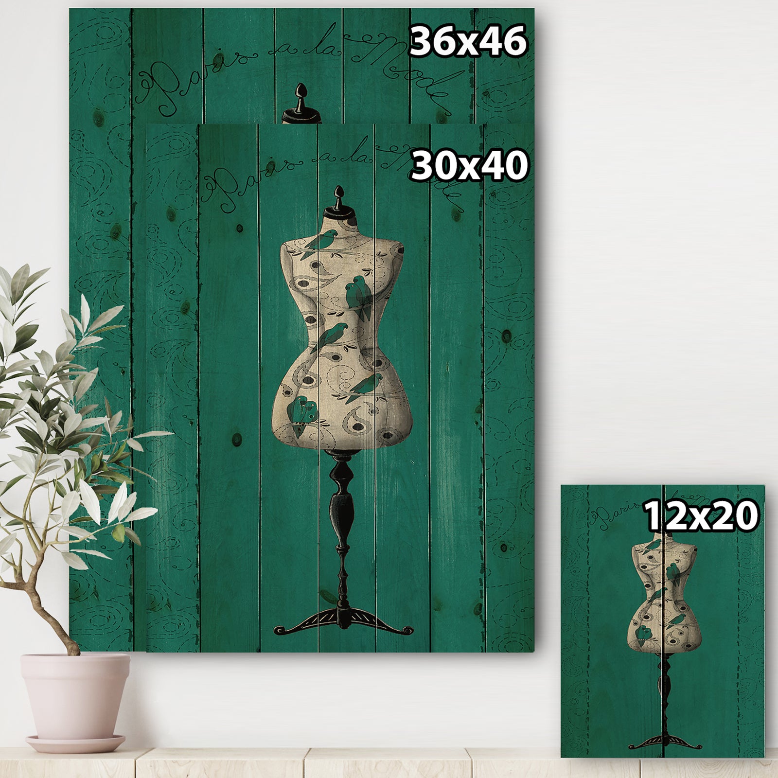 French Couture IV - Fashion Print on Natural Pine Wood