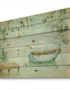 Lake House Canoes IV - Lake House Print on Natural Pine Wood