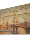 Manhattan Brooklyn Bridge - Traditional Print on Natural Pine Wood