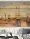 Manhattan Brooklyn Bridge - Traditional Print on Natural Pine Wood
