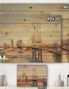 Manhattan Brooklyn Bridge - Traditional Print on Natural Pine Wood