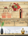 Roses, Fragrance and Glamorous Belle Parfum - Fashion Print on Natural Pine Wood