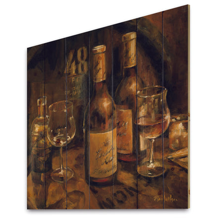 Vintage Wine Cellar - Traditional Print on Natural Pine Wood