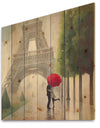 Paris Romance Couples III - French Country Print on Natural Pine Wood