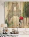 Paris Romance Couples III - French Country Print on Natural Pine Wood