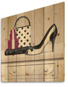 Fashion Stiletto and Glamorous Polka Purse - Fashion Print on Natural Pine Wood