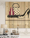 Fashion Stiletto and Glamorous Polka Purse - Fashion Print on Natural Pine Wood