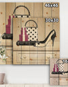 Fashion Stiletto and Glamorous Polka Purse - Fashion Print on Natural Pine Wood