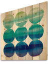 Circle Abstract Blue Colorfields II - Mid-Century Modern Transitional Print on Natural Pine Wood