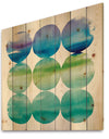 Circle Abstract Blue Colorfields III - Mid-Century Modern Transitional Print on Natural Pine Wood