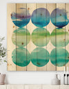 Circle Abstract Blue Colorfields III - Mid-Century Modern Transitional Print on Natural Pine Wood