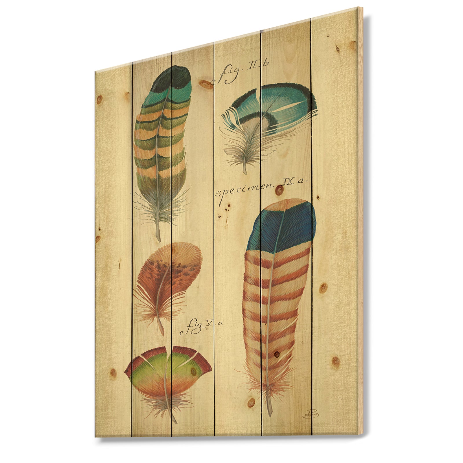 Feathers Cottage Family II - Cabin & Lodge Print on Natural Pine Wood