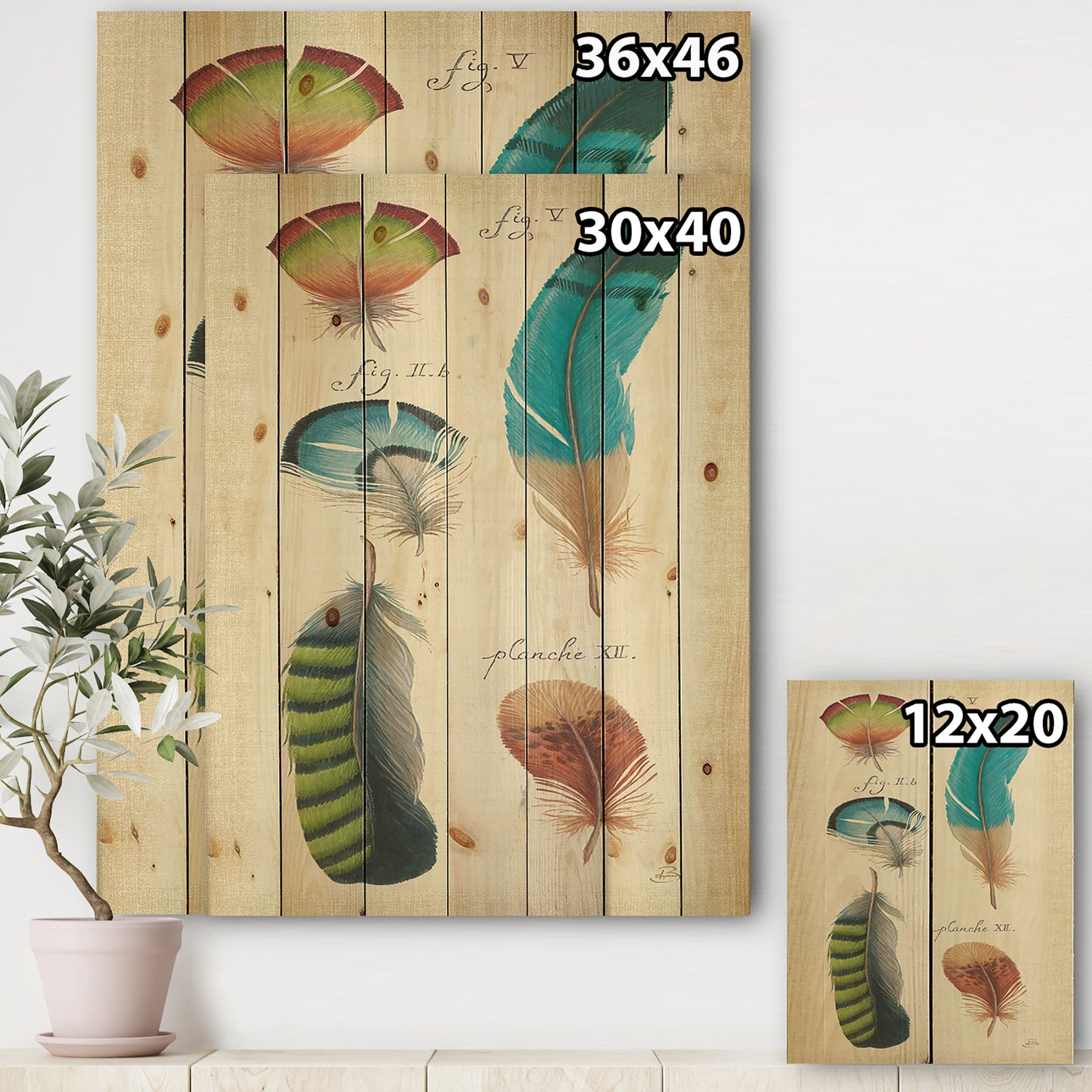 Feathers Cottage Family III - Cabin & Lodge Print on Natural Pine Wood