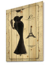 Elegance Glam Paris Diva I - Fashion Print on Natural Pine Wood