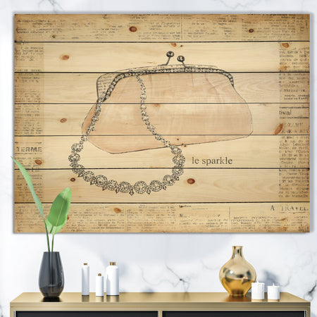 Glamorous Sparkle Purse I - Fashion Print on Natural Pine Wood