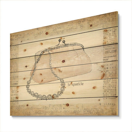 Glamorous Sparkle Purse I - Fashion Print on Natural Pine Wood