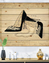 Glamorous Black Diamond Stiletto I - Fashion Print on Natural Pine Wood