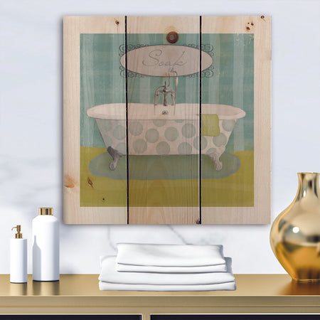 Paris Hotel Bathroom III - Traditional Bathroom Print on Natural Pine Wood