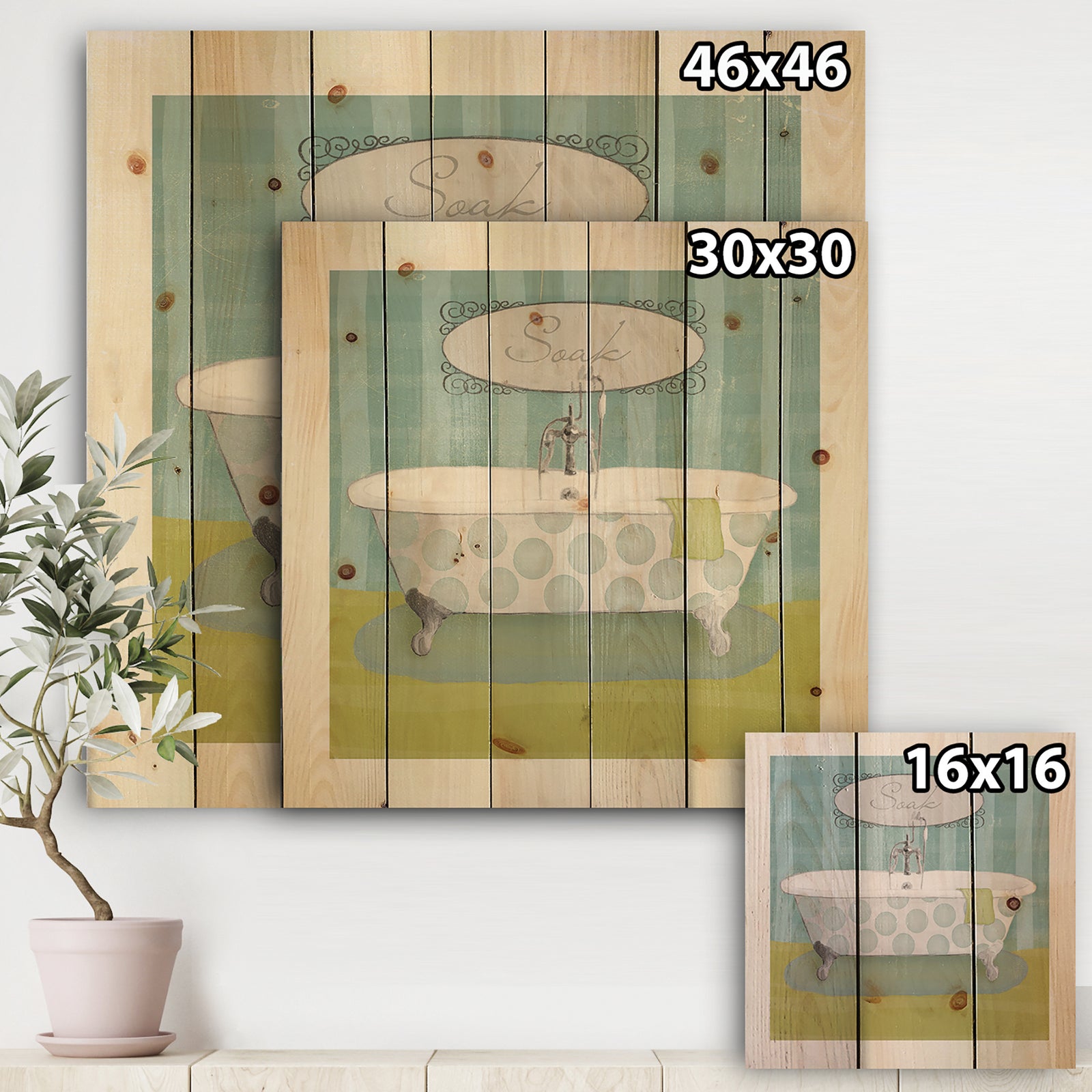 Paris Hotel Bathroom III - Traditional Bathroom Print on Natural Pine Wood