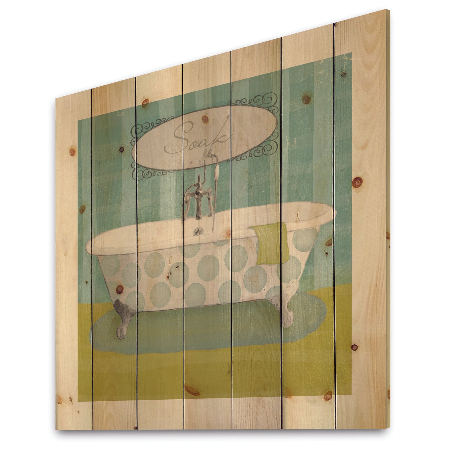 Paris Hotel Bathroom III - Traditional Bathroom Print on Natural Pine Wood