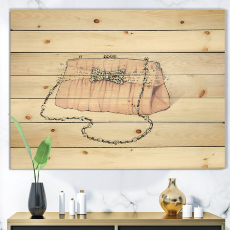 Glamorous Sparkle Purse II - Fashion Print on Natural Pine Wood