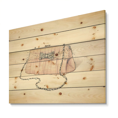 Glamorous Sparkle Purse II - Fashion Print on Natural Pine Wood