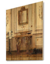 Vintage Paris Bathroom Painting - Traditional Bathroom Print on Natural Pine Wood