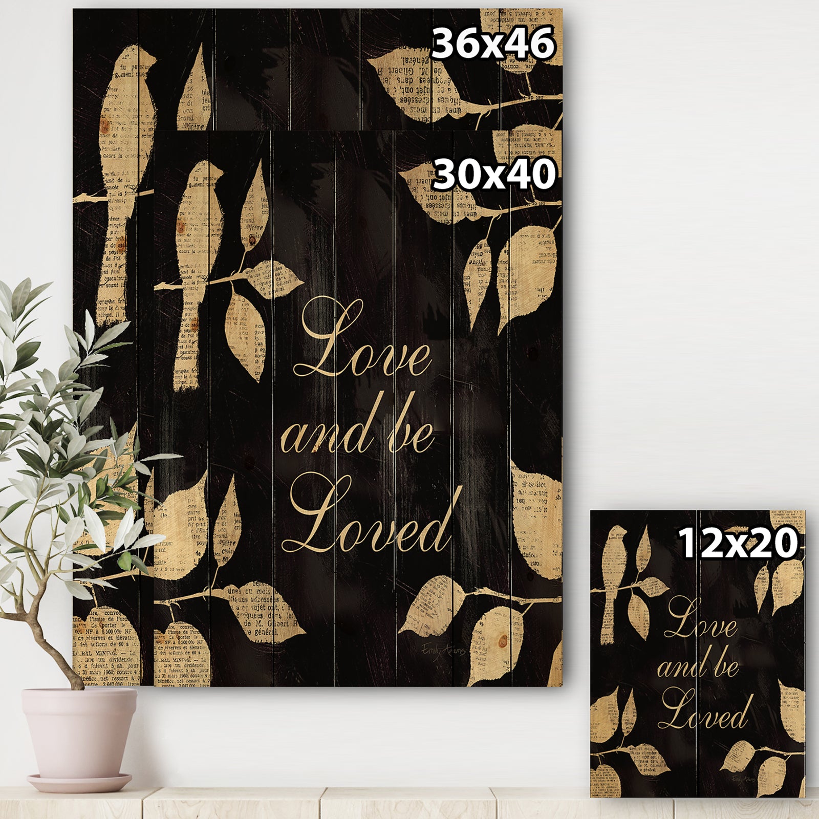 Love and Be Loved Cottage Collage - Lake House Print on Natural Pine Wood