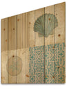 Beach Treasures Collage I - Traditional Bathroom Print on Natural Pine Wood