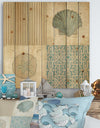 Beach Treasures Collage I - Traditional Bathroom Print on Natural Pine Wood