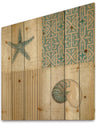 Beach Treasures Collage II - Traditional Bathroom Print on Natural Pine Wood