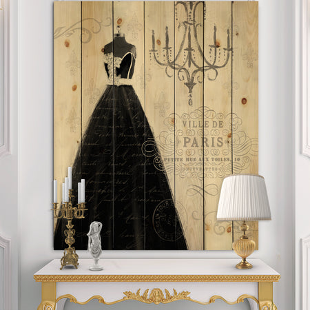 French chandeliers Couture IV - Fashion Print on Natural Pine Wood