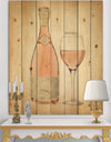 Glam Sparkling Rose Wine - Glam Print on Natural Pine Wood