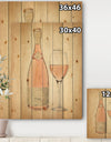 Glam Sparkling Rose Wine - Glam Print on Natural Pine Wood