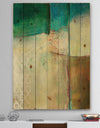 Abstract Impression of Watercolour Blue and Yellow - Traditional Print on Natural Pine Wood