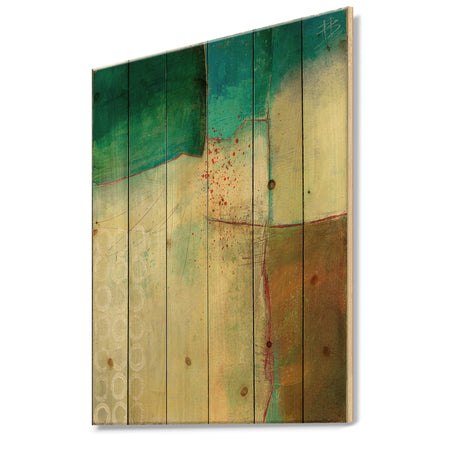 Abstract Impression of Watercolour Blue and Yellow - Traditional Print on Natural Pine Wood
