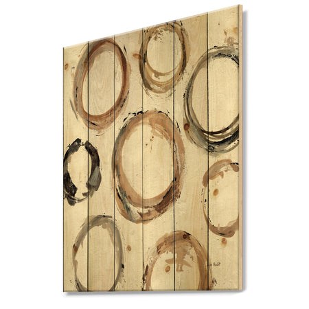 Geometric Circle Natural Balance I - Mid-Century Modern Transitional Print on Natural Pine Wood
