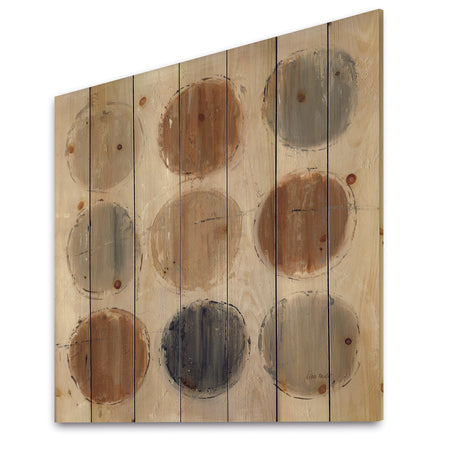 Geometric Circle Natural Balance II - Mid-Century Modern Transitional Print on Natural Pine Wood
