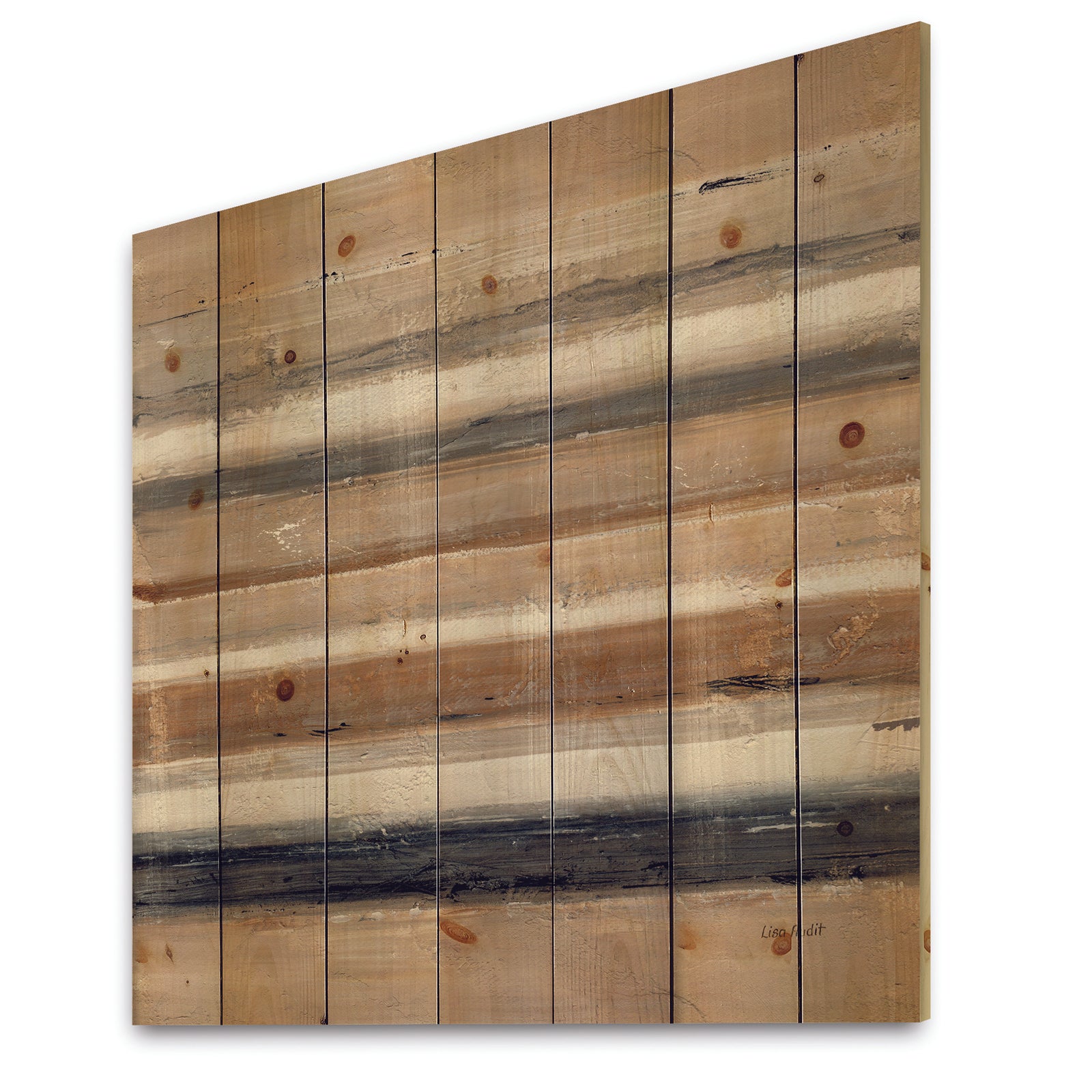 Geometric Circle Natural Balance III - Mid-Century Modern Transitional Print on Natural Pine Wood